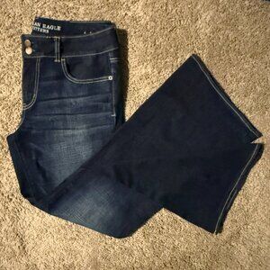 NWOT AMERICAN EAGLE sz.12S Super Stretch Artist Flare Jeans Dark Wash